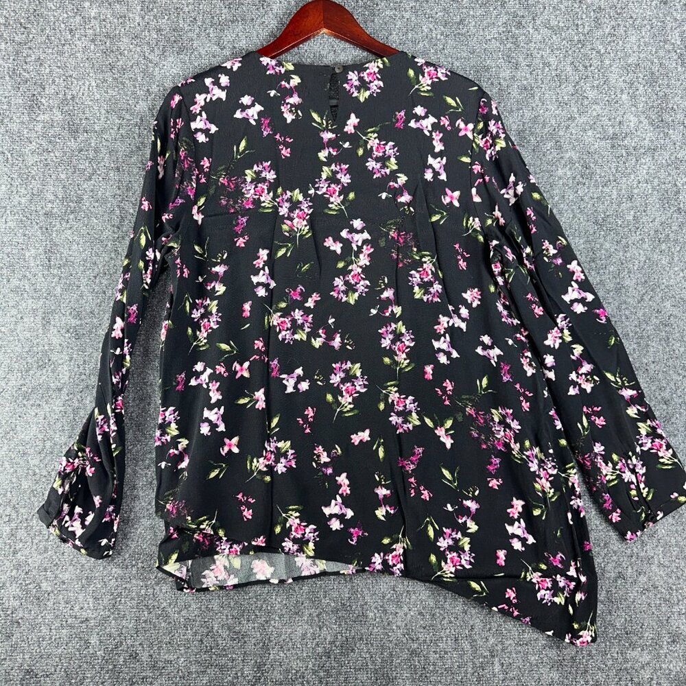 J Jill Blouse Womens Medium Top Black Floral Long Sleeve Shirt Pullover Top - Picture 8 of 8